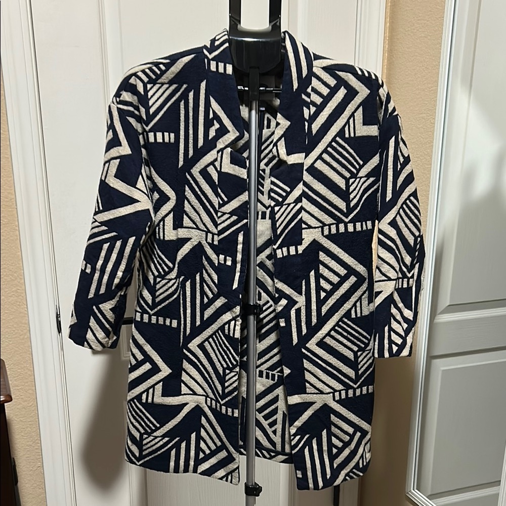 Old Navy Blue and White Geometric Blazer